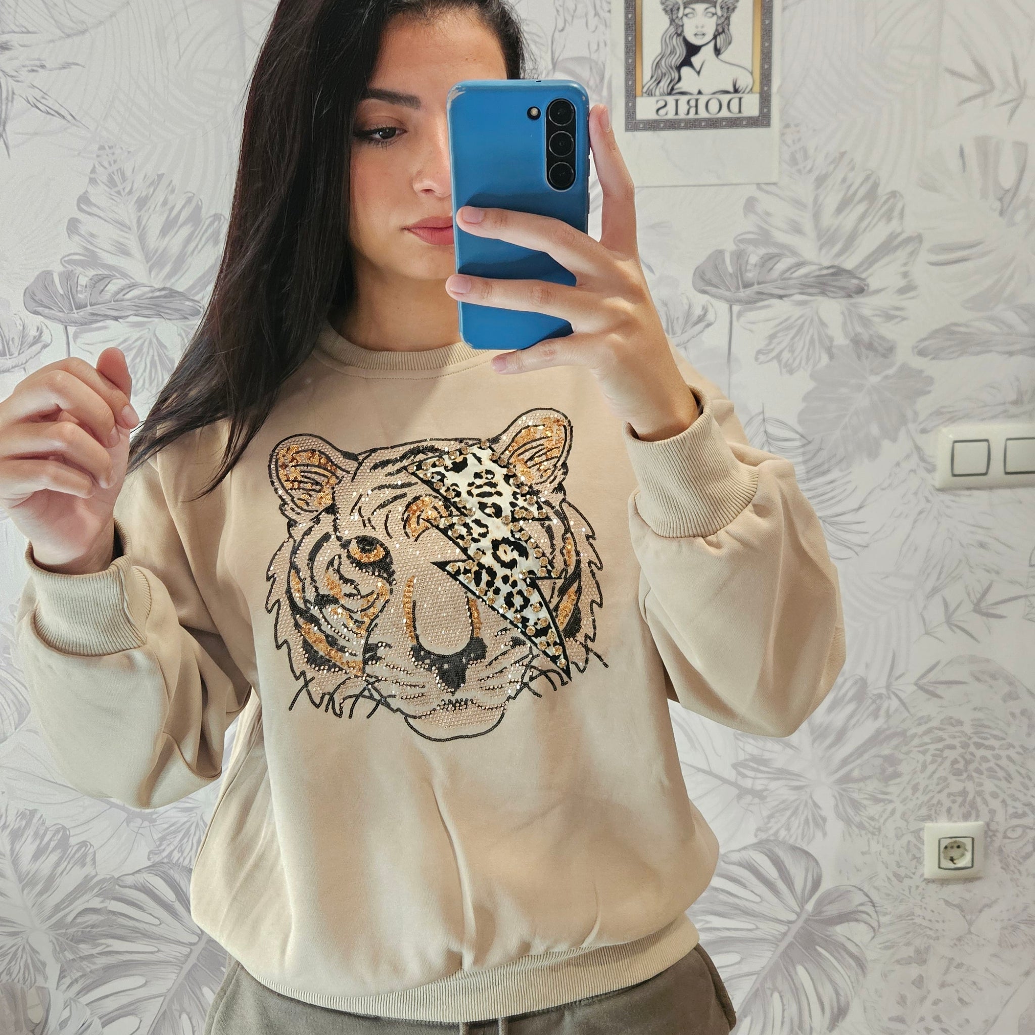 Sudadera tigre beige