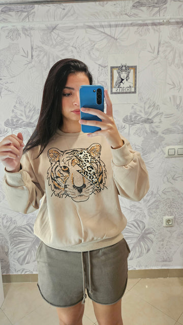 Sudadera tigre beige